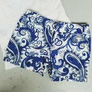❣️3/$30❣️INC Blue Paisley Shorts Size 2